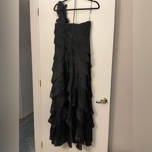 Teri Jon Black Satin Dress